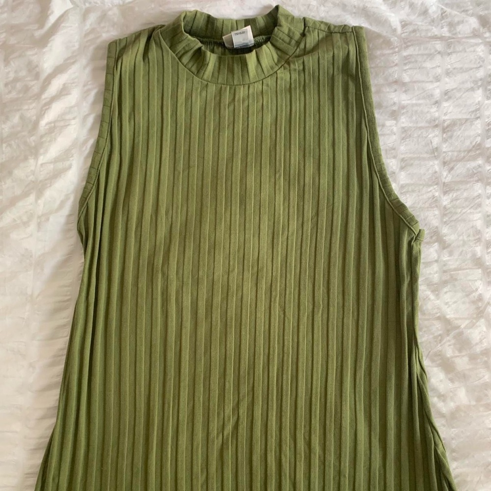 Women’s A New Day Sleeveless Green Ribbed Mock Neck Top Size M